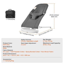 Listing 6 of 10 for Baby Bouncer Folding Bouncer Seat Chair for Babies with 2 Reclining Angles