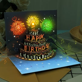 Listing 3 of 11 for Birthday Cards Lights and Sound Pop up Happy Birthday Card Fireworks Birthday