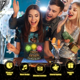 Listing 4 of 11 for Birthday Cards Lights and Sound Pop up Happy Birthday Card Fireworks Birthday