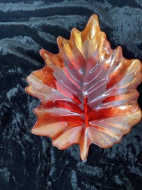 Listing 2 of 4 for Glassware glass Arda in autumnal red orange and gold iridescent colors.