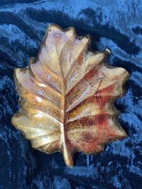 Listing 3 of 4 for Glassware glass Arda in autumnal red orange and gold iridescent colors.