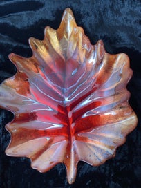 Listing 4 of 4 for Glassware glass Arda in autumnal red orange and gold iridescent colors.
