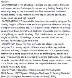 Listing 13 of 13 for Electric Bag Closer Sewing Machine Portable Industrial Bag Stitcher with Threads