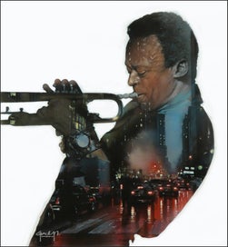 Listing 1 of 20 for 'Miles Down Broadway' -Miles Davis by Fine Artist Gwyn Hughes Giclee Print