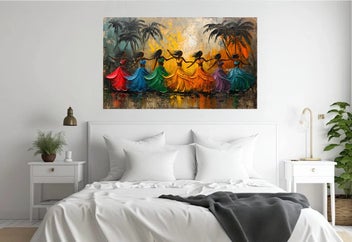 Listing 2 of 3 for Abstract wall art of Polynesian women performing a jubilant dance