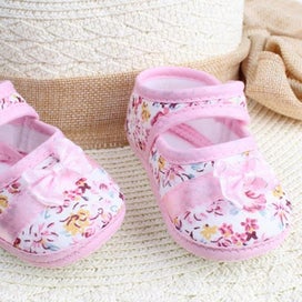 Listing 2 of 5 for Newborn Girl Shoes, Floral Bowknot Soft Soled Crib Shoes Non-Slip Infant Dres