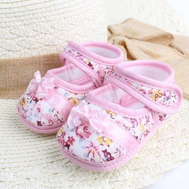 Listing 3 of 5 for Newborn Girl Shoes, Floral Bowknot Soft Soled Crib Shoes Non-Slip Infant Dres