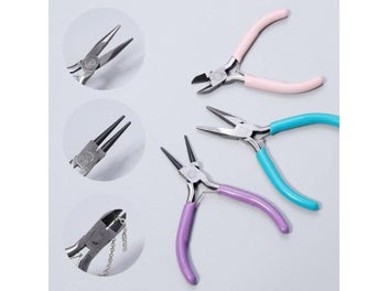 Listing 4 of 9 for Portable Three-color Metal Pliers Tool Set Jewelry-making Tools Round-mouth
