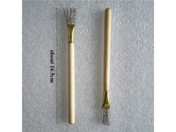 Listing 4 of 9 for 2Pcs Wooden Handle Thick/Thin Iron Wire Brush Clay Tool For Making Clay Doll