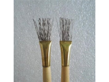 Listing 5 of 9 for 2Pcs Wooden Handle Thick/Thin Iron Wire Brush Clay Tool For Making Clay Doll