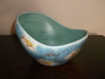 Listing 2 of 12 for Beswick Mid Century Flower vase bowl Turquoise interior 1950's