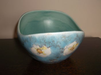 Listing 3 of 12 for Beswick Mid Century Flower vase bowl Turquoise interior 1950's