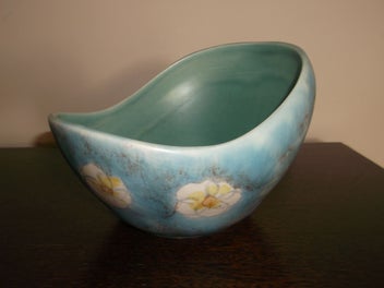Listing 4 of 12 for Beswick Mid Century Flower vase bowl Turquoise interior 1950's