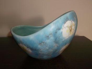 Listing 5 of 12 for Beswick Mid Century Flower vase bowl Turquoise interior 1950's