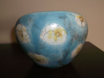 Listing 6 of 12 for Beswick Mid Century Flower vase bowl Turquoise interior 1950's