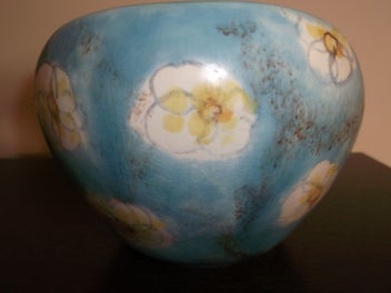 Listing 8 of 12 for Beswick Mid Century Flower vase bowl Turquoise interior 1950's