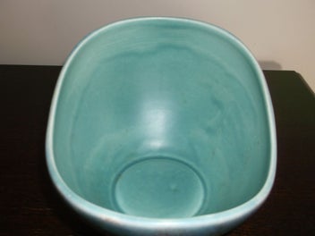 Listing 9 of 12 for Beswick Mid Century Flower vase bowl Turquoise interior 1950's