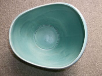 Listing 10 of 12 for Beswick Mid Century Flower vase bowl Turquoise interior 1950's