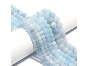 Listing 3 of 10 for 1 Strand 4/6/8mm Natural Aquamarines Stone Beads Blue Round Gemstone Bead For