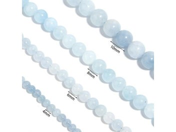Listing 4 of 10 for 1 Strand 4/6/8mm Natural Aquamarines Stone Beads Blue Round Gemstone Bead For