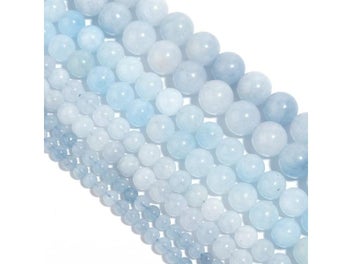 Listing 6 of 10 for 1 Strand 4/6/8mm Natural Aquamarines Stone Beads Blue Round Gemstone Bead For