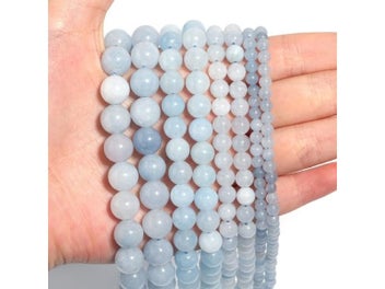 Listing 7 of 10 for 1 Strand 4/6/8mm Natural Aquamarines Stone Beads Blue Round Gemstone Bead For