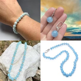 Listing 8 of 10 for 1 Strand 4/6/8mm Natural Aquamarines Stone Beads Blue Round Gemstone Bead For
