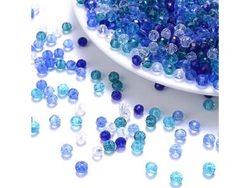 Listing 7 of 10 for Cicifu Dark Blue 3/4/6mm 120pcs Rondelle Austria Faceted Crystal Glass Beads
