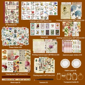 Listing 1 of 1 for 263Pcs Vintage Scrapbook Kit Floral Retro Journaling Supplies Set Aesthetic D