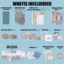 Listing 4 of 10 for 86pcs Vintage Scrapbook Kit DIY Journaling Supplies Set with Scrapbook Sticke