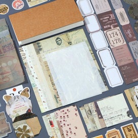 Listing 2 of 10 for 86pcs Vintage Scrapbook Kit DIY Journaling Supplies Set with Scrapbook Sticke
