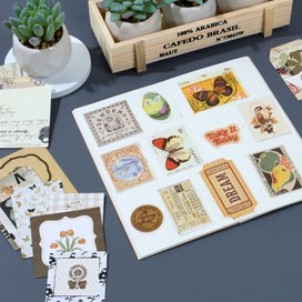 Listing 4 of 10 for 86pcs Vintage Scrapbook Kit DIY Journaling Supplies Set with Scrapbook Sticke