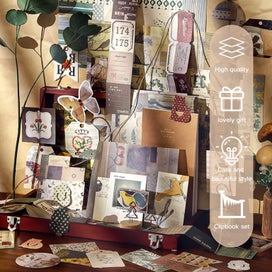 Listing 5 of 10 for 86pcs Vintage Scrapbook Kit DIY Journaling Supplies Set with Scrapbook Sticke
