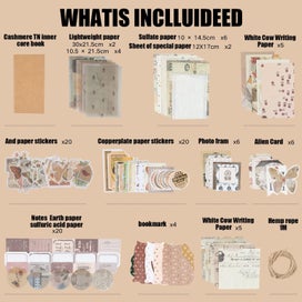 Listing 6 of 10 for 86pcs Vintage Scrapbook Kit DIY Journaling Supplies Set with Scrapbook Sticke