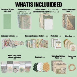 Listing 2 of 10 for 86pcs Vintage Scrapbook Kit DIY Journaling Supplies Set with Scrapbook Sticke