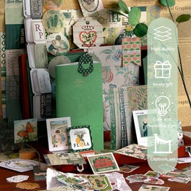 Listing 6 of 10 for 86pcs Vintage Scrapbook Kit DIY Journaling Supplies Set with Scrapbook Sticke