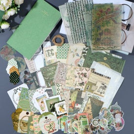 Listing 1 of 10 for 86pcs Vintage Scrapbook Kit DIY Journaling Supplies Set with Scrapbook Sticke
