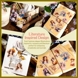Listing 3 of 11 for 6 Pack Scrapbook Kit Literature Inspired Journaling Stickers Waterproof Scrap