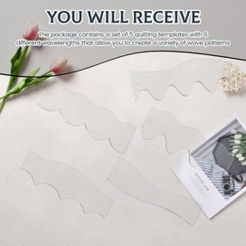 Listing 2 of 11 for 5 pcs Wave Edge Quilting Ruler and Templates Acrylic Quilting Templates Free