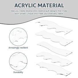 Listing 3 of 11 for 5 pcs Wave Edge Quilting Ruler and Templates Acrylic Quilting Templates Free