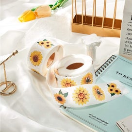 Listing 3 of 8 for 500Pcs/Roll Sunflower Stickers 1.5 Inch Sunflower Label with 8 Sunflower Patt
