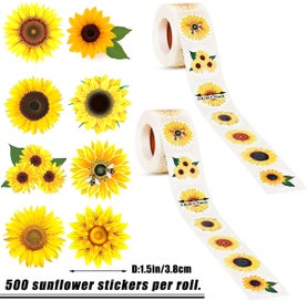 Listing 5 of 8 for 500Pcs/Roll Sunflower Stickers 1.5 Inch Sunflower Label with 8 Sunflower Patt