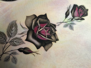 Listing 2 of 20 for Royal Winton Grimwades Red & Black Rose Dish, Vintage, RARE PATTERN