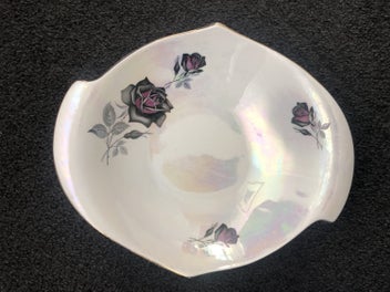 Listing 6 of 20 for Royal Winton Grimwades Red & Black Rose Dish, Vintage, RARE PATTERN