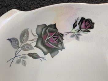 Listing 7 of 20 for Royal Winton Grimwades Red & Black Rose Dish, Vintage, RARE PATTERN