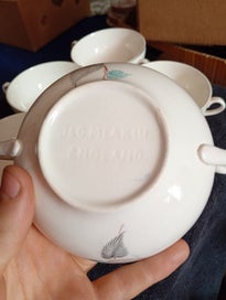 Listing 6 of 6 for 5 J & G Meakin Blue and Grey Leaf Soup Cups