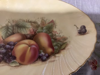Listing 3 of 6 for Aynsley Orchid fruit oval plate scalloped edge gold trim