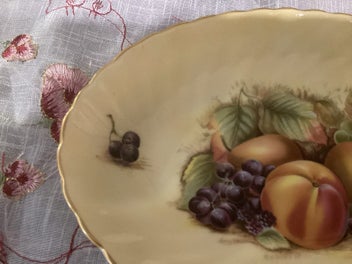 Listing 4 of 6 for Aynsley Orchid fruit oval plate scalloped edge gold trim