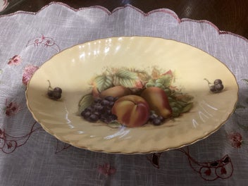 Listing 2 of 6 for Aynsley Orchid fruit oval plate scalloped edge gold trim