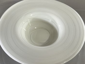 Listing 4 of 8 for MARCH SALE>> Oversized Vintage Unsigned Studio Art Glass Swirl Centrepiece Bowl